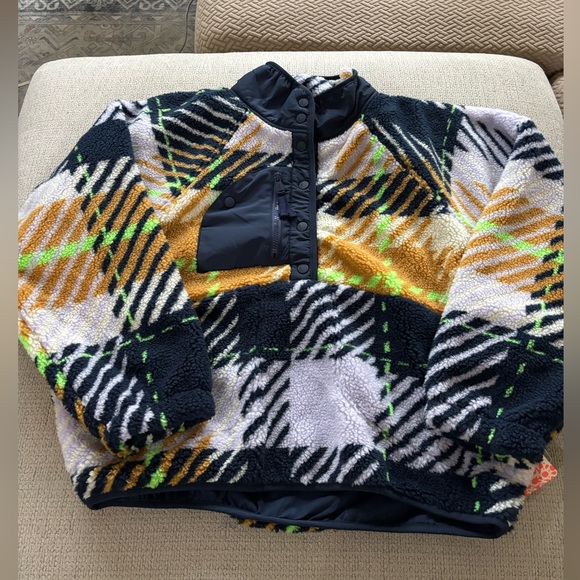 Free People Hit The Slopes Printed Pullover - Grey Plaid Twilight Combo - Picture 5 of 9